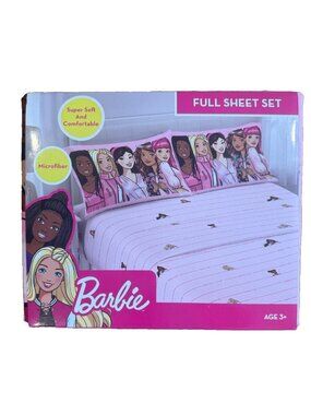Barbie Full Sheet Set Kids Pink Microfiber Super Soft Bedding Characters Girls